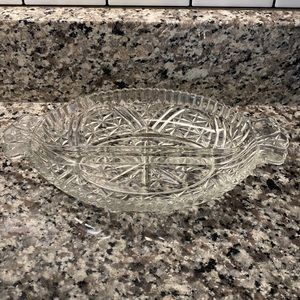 Vintage Anchor Hocking Pressed Glass Divided Dish